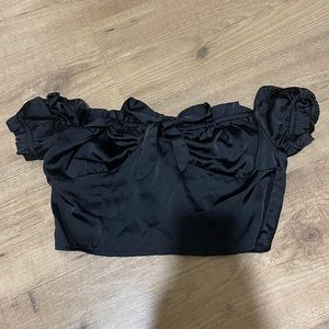 Nasty gal black cropped off shoulder top, perfect condition, size 2